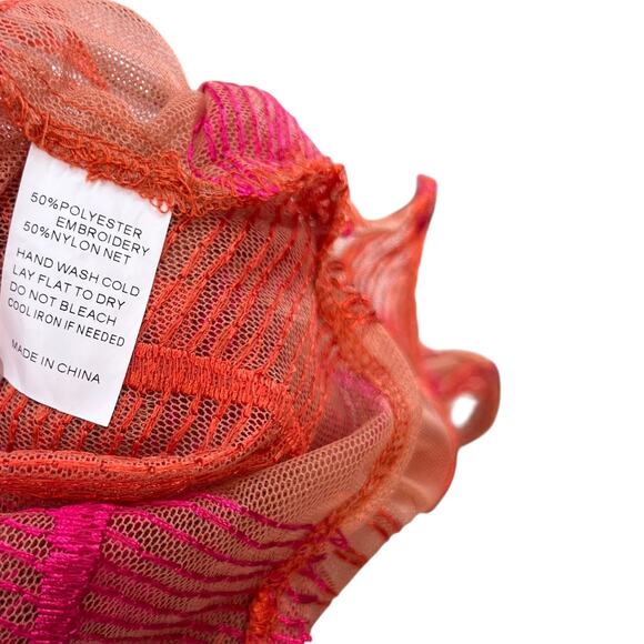 Jen's Pirate Booty Cover-Up Top Sheer Embroidered Pink Orange Size XS/Small - Picture 11 of 11